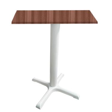 Imagem de Mesa ômega Ferro Branco 74 Cm (alt) Base Em X Tampo Mdp Quadrado Walnut 70 Cm (larg) X 2,50 Cm (alt)
