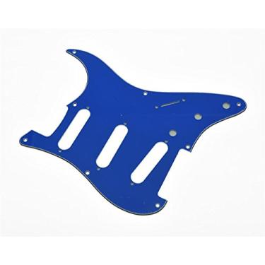 Imagem de KAISH 8 furos vintage ST/Strat Style SSS Pickguard ST Guitar Pick Guard Placa contra arranhões para Stratocaster/Strat Blue, 3 camadas