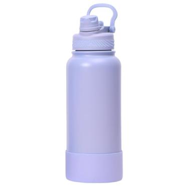 Imagem de Garrafa Térmica de Água 1 Litro com Alça Garrafinha 2 em 1 com Canudo e Saída Livre em Inox e Sistema Térmico a Vácuo (Lilás)