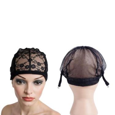 Imagem de 2 Toucas Para Tecer Peruca Lace Base Para Confecção Preta - Genérica
