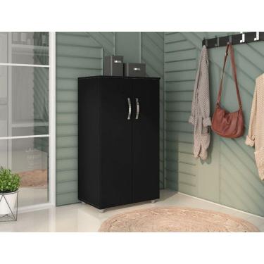 Imagem de Armário Multiuso Organizador Rosana 2 Portas 3 Prateleiras Preto Fosco