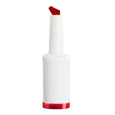 Imagem de Garrafa Bico Dosador Tampa Molhos Suco Bartender 1l Vermelho - RALEO