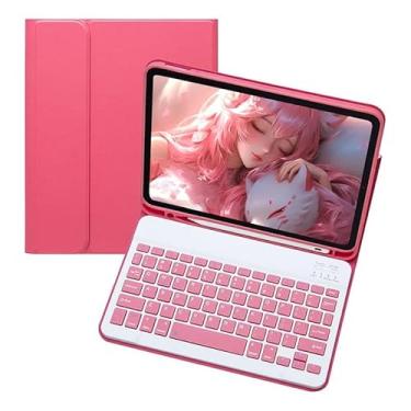 Imagem de Capa Para Tablet Com Teclado Bluetooth Para 2018/2020/2021/2022 iPad Pro 11 Polegadas (Begônia Vermelho, Teclado comum)