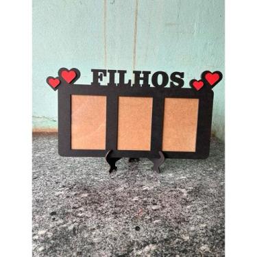 Imagem de porta retrato para 4 fotos 10x15 Opções:Filhos 3 fotos em pé - persona