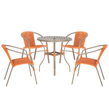 Imagem de 04 Cadeiras Floripa E Mesa Roma 100cm Fendi Trama Original Terra Cota