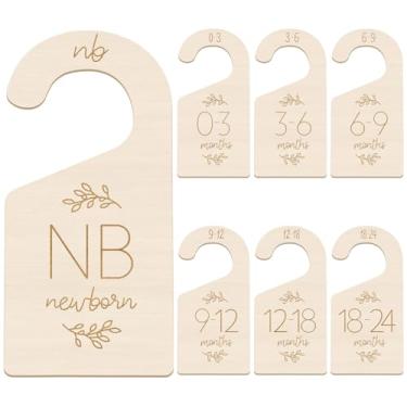 Imagem de 7 divisórias de madeira para armário de bebê para organizador de roupas, adorável organizador de cabide de bebê de recém-nascido a 24 meses, divisórias de armário de berçário para quarto de bebê