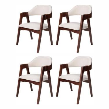 Imagem de Kit 4 Cadeiras de Madeira Maciça Tauari, Estofada e Braço com Corda Ná