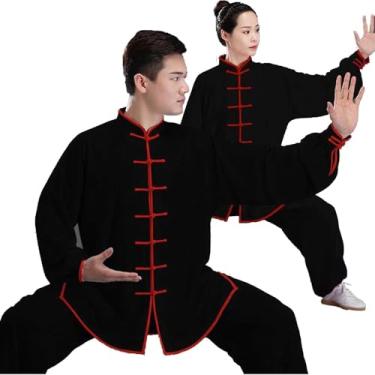 Imagem de Tai Chi Uniforme Chinês Tradicional Kung Fu Roupas Artes Marciais Wing Chun Roupas De Treinamento Para Homens Mulheres, Black, XS