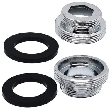 Imagem de Aerador adaptador de torneira para purificador de água, conector macho de 28 mm x 1 mm a 22 mm macho, adaptador de torneira de latão, aerador de conector de torneira para banheiro e cozinha (prata, 2