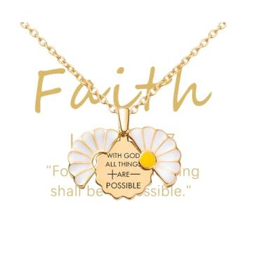 Imagem de LYTTMAB Colar com pingente de flor para mulheres, medalhão de margarida de girassol presente para mulheres, Medium, Zircônia cúbica, Sem Pedra Preciosa