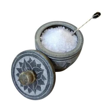 Imagem de Porta Temperos Pedra Sabão Saleiro C/ Colher Decorativo Luxo - Ô Bichi