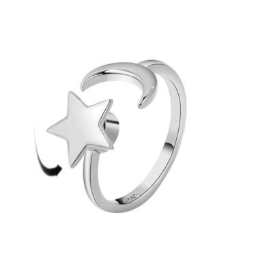 Imagem de Anel Fidget Ansiety Spinner Anel Aberto Ajustável Girassol Estrela Lua Moinho de Vento Anéis Borboleta Margarida Aliviar Estresse Fidget Feminino Zircônia Cúbica Anti Stress Humor Rotação Inspirações