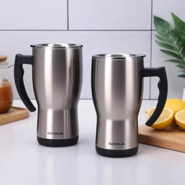 Imagem de Caneca Térmica Parede Dupla em Aço Inox Roxa 1000ml com Base Antiderrapante - Estilo Premium