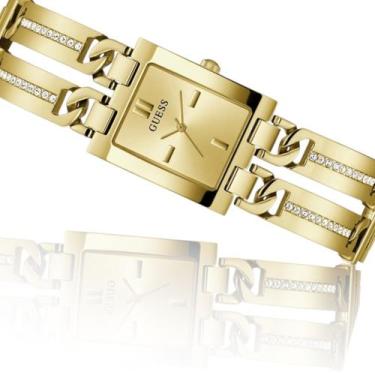 Imagem de Relógio Guess Feminino Analógico Retangular Dourado Strass