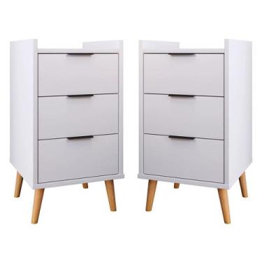 Imagem de Kit Com 2 Mesas De Cabeceira Quarto Estilo Retrô Mesa Lateral Decorati
