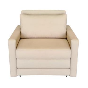 Imagem de Poltrona Cama Solteiro Tecido Acquablock - 4R Estofados, Bege
