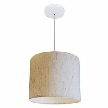 Imagem de Lustre Pendente Cilíndrico Cúpula Tecido 30x25 cm, Vivare Iluminação, Pendente4113 LLA-35, Linho Bege, Pequeno