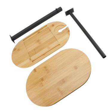 Imagem de Zerodis Mesa de Bandeja de Banheira Independente Com Altura Ajustável para Banheira de Luxo Spa, Prateleira de Banho de Madeira Resistente para a contra a Parede, Bandeja Lateral de Portátil para