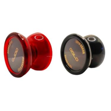 Imagem de Kit com 2 Ioiôs Profissionais Gold – Yo-Yo com Rolamento pra Manobras e Diversão Garantida (Preto/Vermelho)