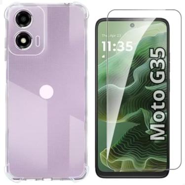 Imagem de [GL CASES] Kit Capinha Case Capa Silicone Transparente Anti Impacto + Película De Vidro 3D Para Motorola Moto G35