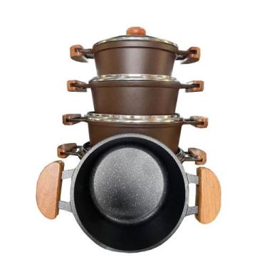 Imagem de Jogo 5 peças panelas de alumínio fundido antiaderente revestimento gra