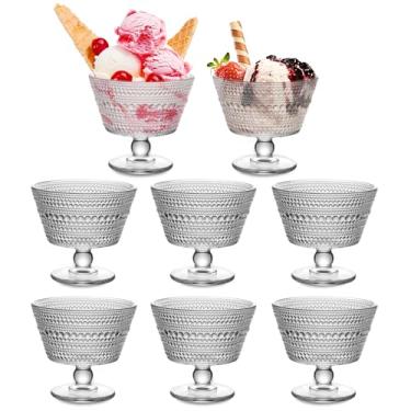 Imagem de wangsdjy 8 tigelas de vidro para sobremesa, copos de sorvete de cristal de 255 g - perfeitos para sobremesa, sundae, sorvete, frutas, salada, lanche, coquetel, condimento, bagatela (8)