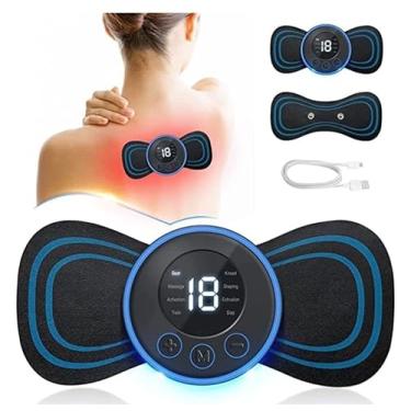Imagem de Kit Com 3 Mini Massageador Elétrico Portátil Recarregável PREMIUM - Alivia Dor Coluna Pescoço Joelhos Costas Pernas - Estimulador Ems Pequeno Tensão Muscular E Relaxamento Muscular Academia (4)