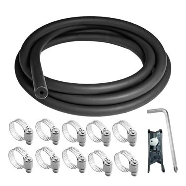 Imagem de Unicaravan Mangueira de vácuo de silicone 10FT ID 5/32" (4 mm), espessura da parede 4 mm, tubo preto fosco, com 10 braçadeiras, cortador de tubo, chave de fenda, uso marítimo e industrial automotivo