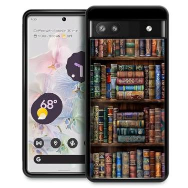 Imagem de CARLOCA Capa compatível com o Google Pixel 7A, design para meninas, à prova de choque, antiarranhões, capa traseira de policarbonato rígido, estampa moderna, estante de livros de couro colorido