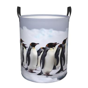 Imagem de Cesto de lavanderia com pinguins da Antártica, dobrável, impermeável, cesto de armazenamento de roupas com alças, pano Oxford, organizador de brinquedos, cesta para banheiro, lavanderia, quarto