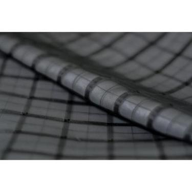 Imagem de Cortina Quarto Voal Xadrez Preto Com Forro Branco 4,00X2,50 - B.F Conf