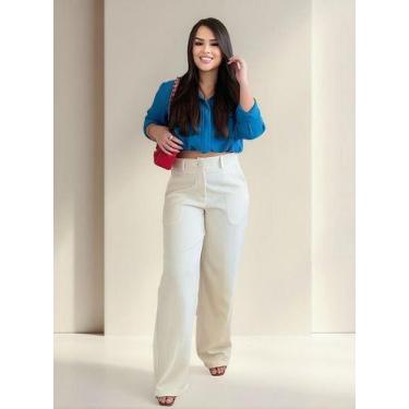 Imagem de Calca Alfaiataria Feminina Wide Leg Calça Zra Pantalona - Raphaela  Me