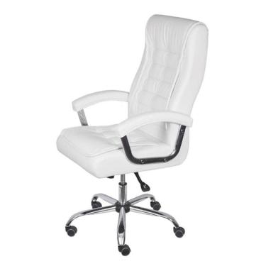 Imagem de Cadeira Escritório Giratória Oslo Presidente com Molas Or Design em PU Branco Base Rodízio