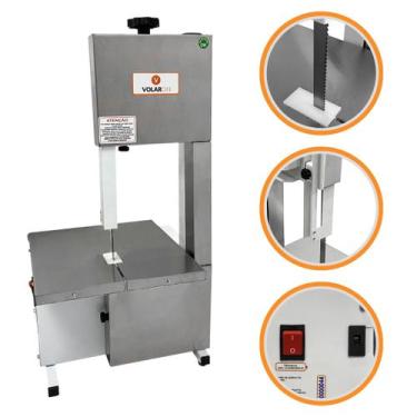 Imagem de Serra Fita Bancada Maquina Cortar Carne Semi Inox 1,46 Serrar Osso Por