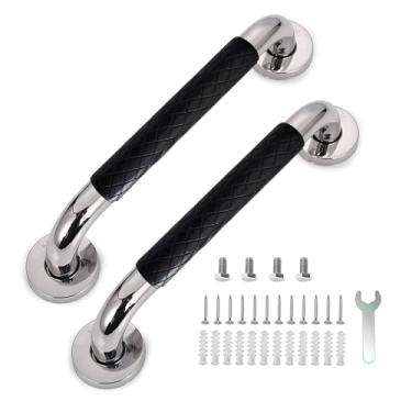 Imagem de Pacote com 2 barras de apoio de 30,5 cm para banheiras e chuveiros, barra de apoio de banheiro de aço inoxidável, trilho de segurança para banheiras e vaso sanitário para idosos, alça de chuveiro