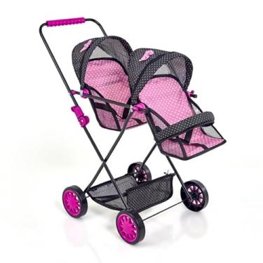 Imagem de Carrinho de Boneca Gêmeos Luxo Veneza Banana Rosa