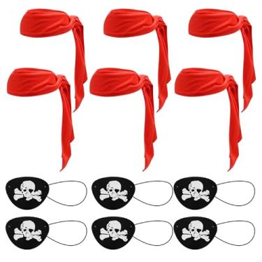 Imagem de Hoypeyfiy 12 peças de acessórios de pirata para crianças e adultos, bandana, bandana, tapa-olhos, fantasia, lembrancinhas, suprimentos para noite de Halloween