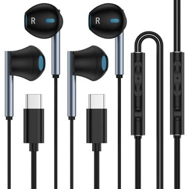 Imagem de Fones de ouvido com fio USB C para Galaxy Z Flip7 Fold7 A16 A56 A36 A26 S25 Ultra Plus A15 A14 A55 S24 FE S23 Ultra, Android USB Tipo C Fones de ouvido com fio com microfone para iPhone 16e/16 Pro Max