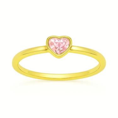 Imagem de Anel em ouro 18k coração pedra varias cores - ZAIAJOIAS, Rosa, 11