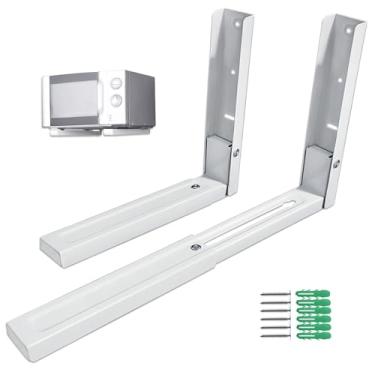 Imagem de ANTEISI Dobradiças extensíveis de suporte de micro-ondas, suporte de parede para prateleira de micro-ondas, dobradiça de micro-ondas sobre o fogão, dobradiças de montagem na parede para micro-ondas,