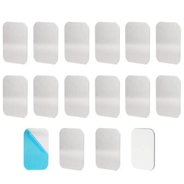 Imagem de 16 peças de placas adaptadoras de metal para suportes magnéticos, placa de fita adesiva de ferro para ímãs em aberturas ou superfícies não metálicas (6,5 x 4,5 cm)