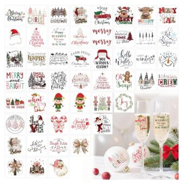 Imagem de 50 peças de adesivos de palavras de Natal para artesanato UV DTF Ornamento de Natal decalques adesivos de vinil de Cristo para ornamentos bola frascos de vidro copos decoração de madeira (ho50)