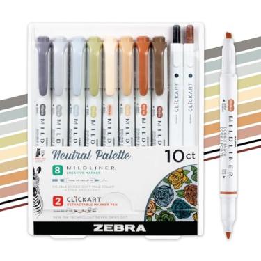 Imagem de Zebra Pen Marcadores de ponta dupla Mildliner e 2 marcadores ClickArt, ideais para destaque da Bíblia, sem derramamento, material escolar e material para professores, cores de tinta vintage neutra