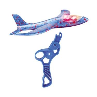 Imagem de Fenteer Avião de brinquedo com lançador de avião com luzes piscantes, planador de espuma, com catapulta para festa na praia no parque, esporte para meninos e