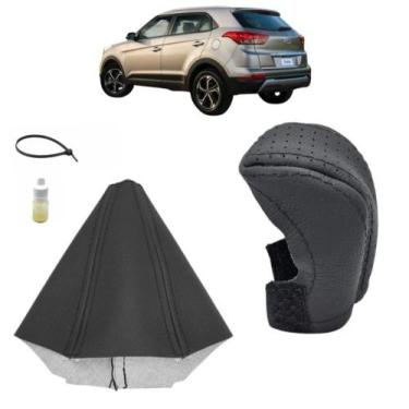 Imagem de Capa Couro Protege Manopla E Forro Coifa Alavanca Câmbio Automático Cr