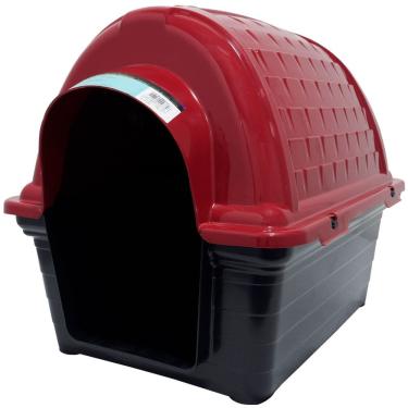 Imagem de Casinha de Cachorro Cão e Gato Plástica Iglu Número 5 Porte Médio Vermelha Furacão Pet N5,0 01014