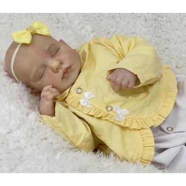 Imagem de Bebê Reborn Lou Lou Ana Dolls Careca Dormindo Corpo Silicone Realista 