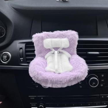 Imagem de Assento de segurança de boneca de carro, clipe de ventilação de carro para boneca de 17 cm com perna de assento para mesa enfeite de carro fofo para exibição de pelúcia e colecionadores - roxo