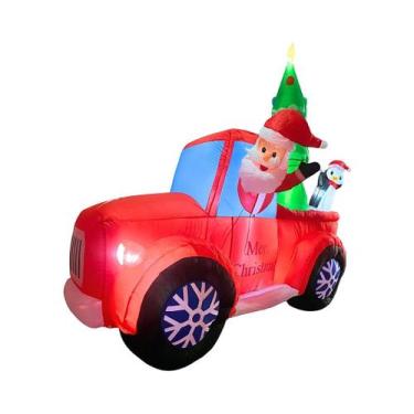 Imagem de Decoração Natal Inflável Gigante Papai Noel Carro + Pinguim + Árvore 2