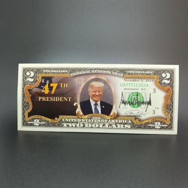 Imagem de WRFLC Nota Comemorativa De 2 Dólares Do 47º Aniversário Presidente Trump, Moeda Não Circulada, Cédula Da Vitória, Item Histórico Colecionável, Edição Limitada 2024.
